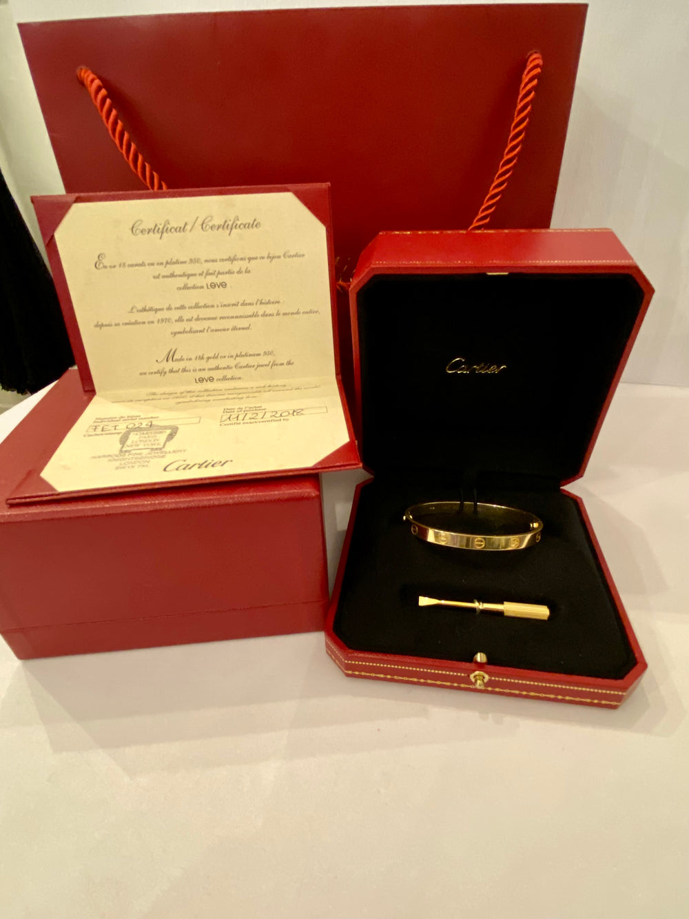 Pre Loved Cartier 18ct Yellow Gold Love Bracelet Classic Model 17cm (Pristine)