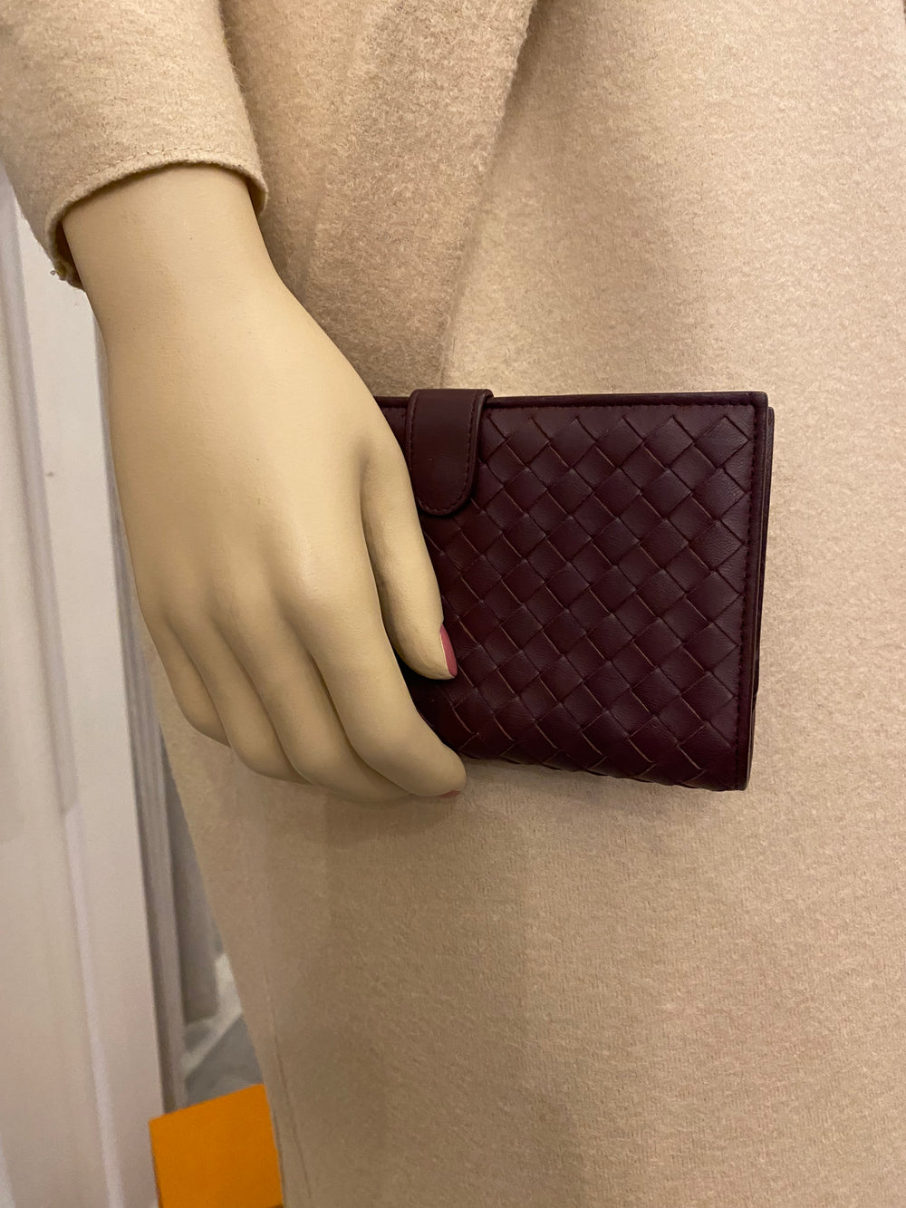 Pre Loved Bottega Veneta Intrecciato Leather Continental Wallet in Old Rose (excellent)