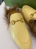 Pre Loved Gucci Princetown Cream Fur Mules UK4 - NEW