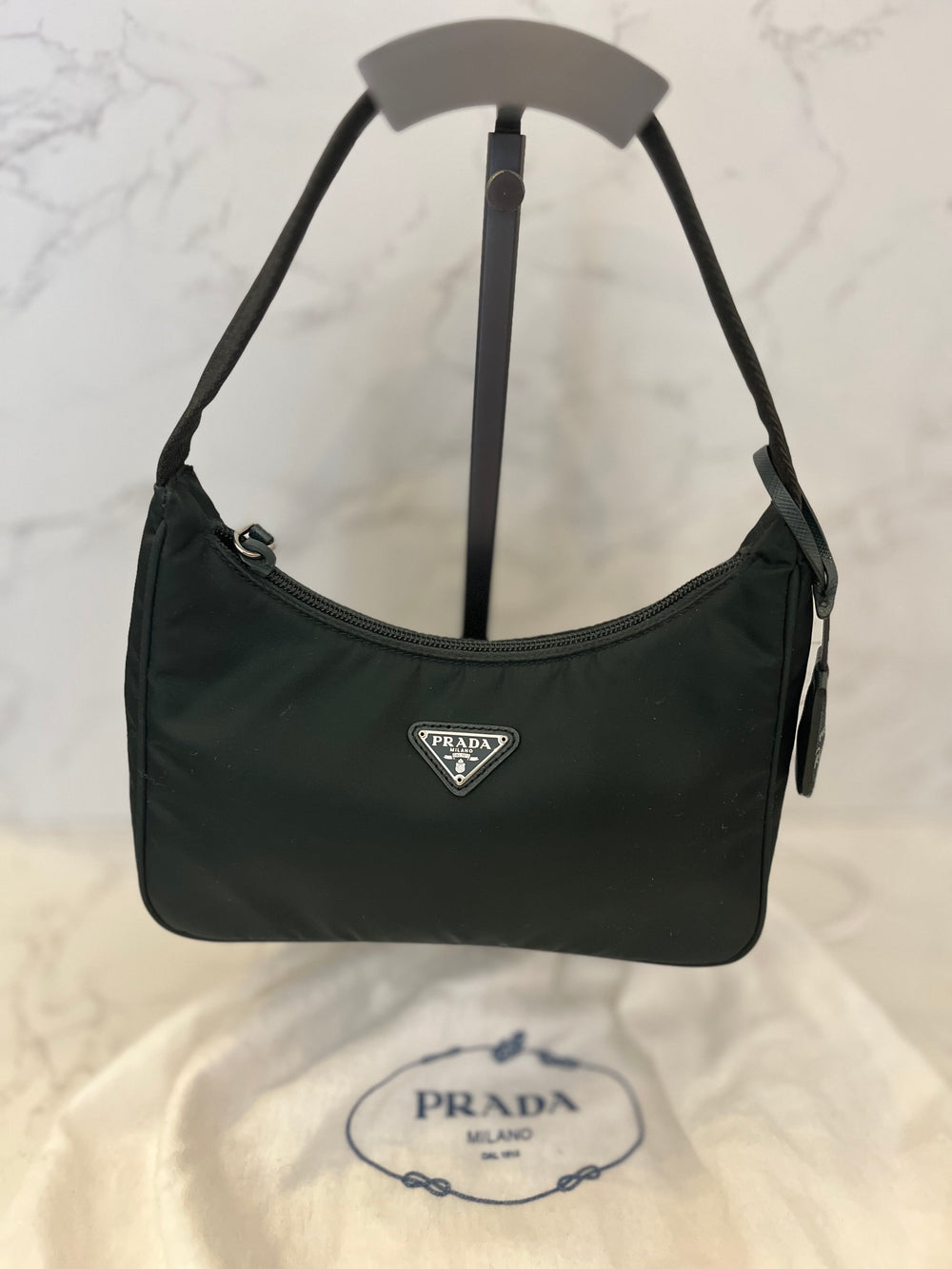 Pre Loved Prada Re-Edition 2000 Nylon Mini Bag in Dark Green