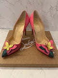 Pre Loved Christian Louboutin Maripo 100 Pink Suede Butterfly Heels UK5 (new)