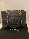 Pre Loved Chanel GST Grand Shopper Tote in Black Caviar Leather
