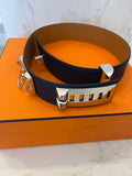 Pre Loved Hermes Collier de Chien Belt in Dark Blue (New)
