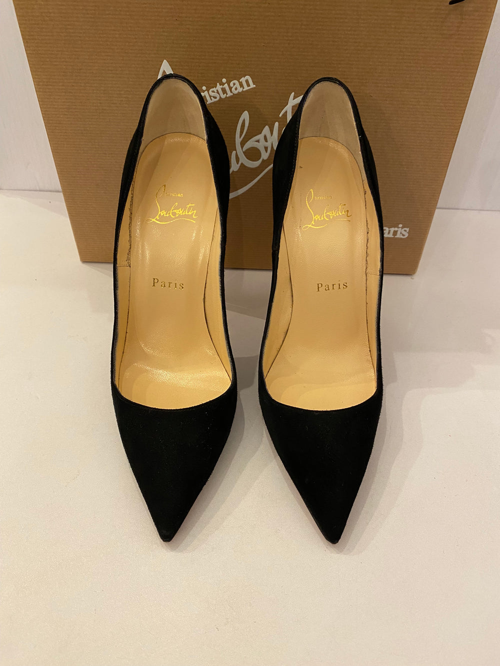 Pre Loved Christian Louboutin So Kate 120 Black Suede uk3.5