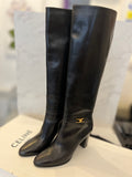 Pre Loved Celine Claude Long Black Leather Triomphe Boots UK 7 (new)