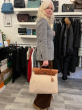 Hermes Herbag Satchel in Beige Canvas and Tan Leather 39
