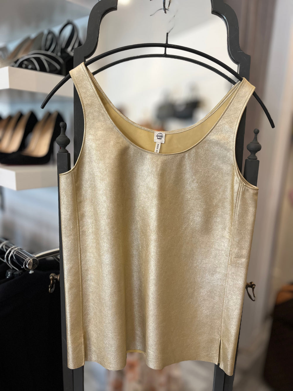 Pre Loved Hermes Gold Calf Leather Sleeveless Top