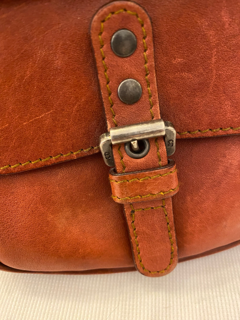 Pre Loved Dior Vintage 2006 Gaucho Shoulder Bag in Rust Leather