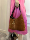 Pre loved Strathberry Kite Suede Hobo in tan suede , gold tone hardware, **reserved S**