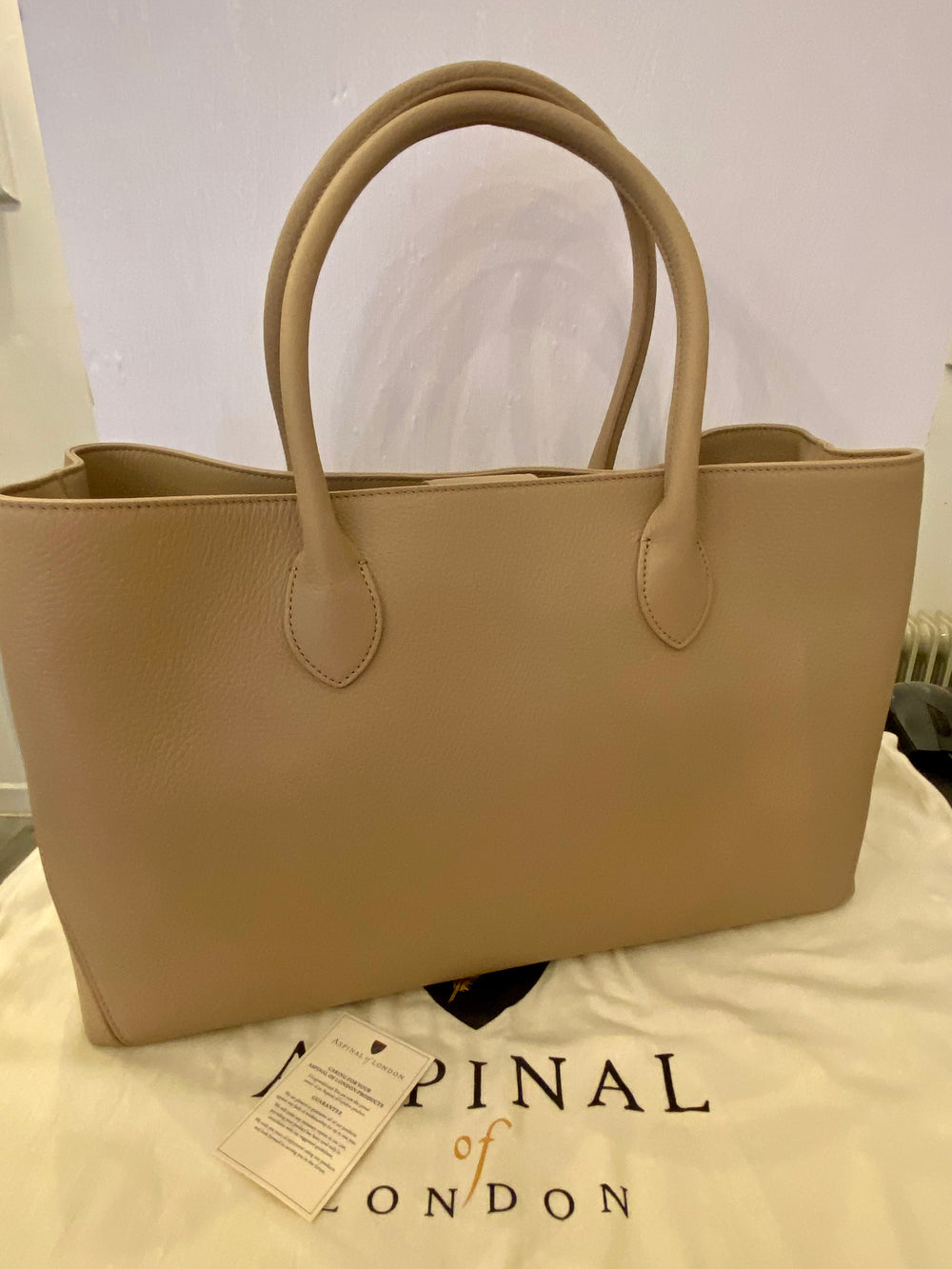 Pre Loved Aspinal of London Beige Leather Tote Bag (new)