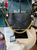Mulberry Black M Zipped Black Calf Leather Pouch/ Shoulder Bag