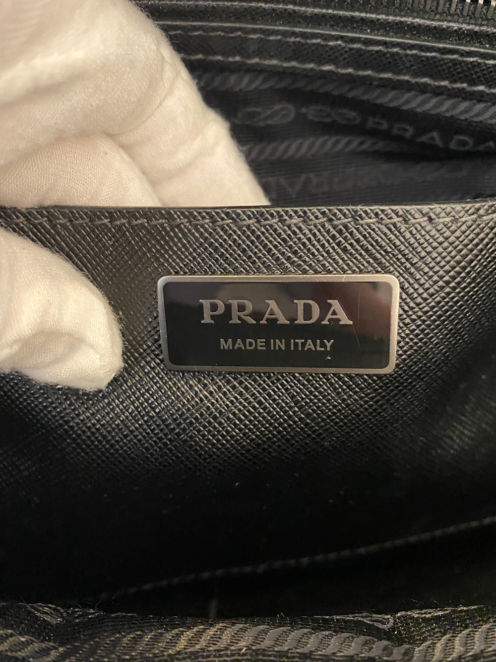 Pre Loved Prada Black Saffiano Lux Two Way Double Zip Tote (pristine)