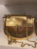 Chloe Small Drew Crossbody Bag in Gold