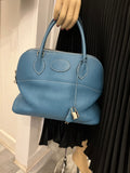 Pre Loved Hermes Bolide in Blue Jean Leather with Palladium Hardware