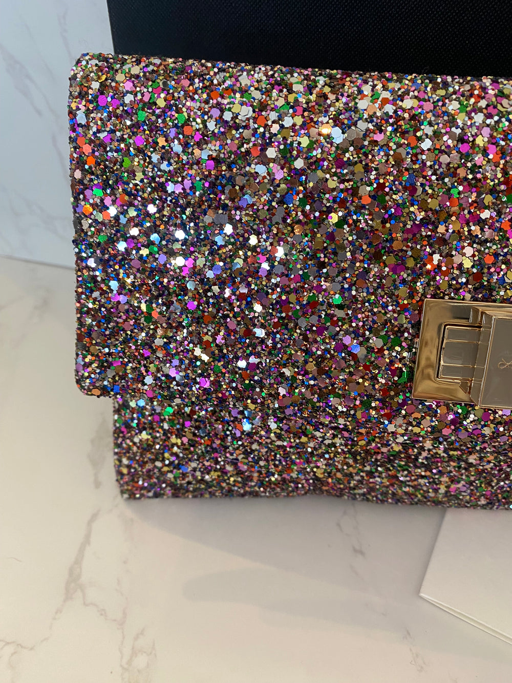 Pre Loved Anya Hindmarch “Valorie”  Glitter Clutch Bag (excellent)