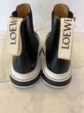 Loewe Terra leather chelsea boots in black & white leather UK 4