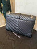 Pre Loved Yves Saint Laurent Black Leather Chevron Envelope Bag - Excellent