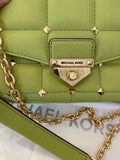 Pre Loved Michael Kors Soho  Studded Handbag in Green Leather (excellent)