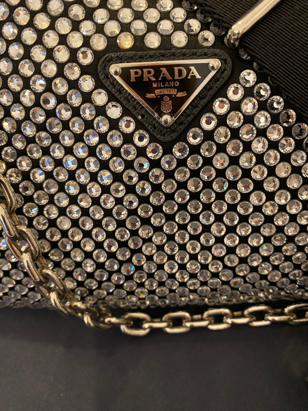 Pre Loved Prada Crystal Embellished Re-Edition 2005 Crossbody Bag (as new)