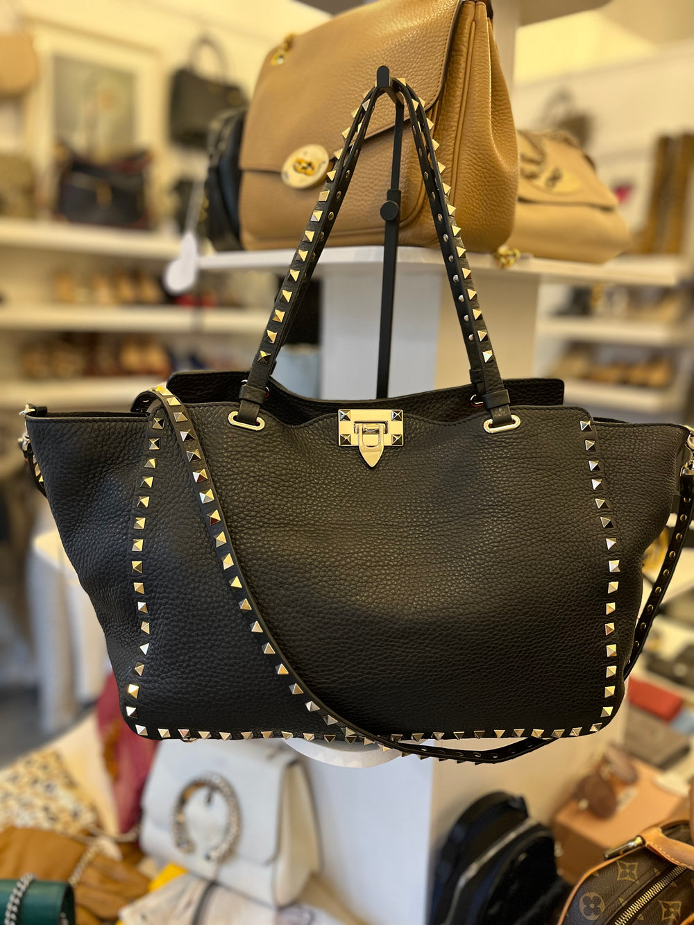 Pre Loved Valentino Garavani Rockstud Leather Tote Bag (excellent)