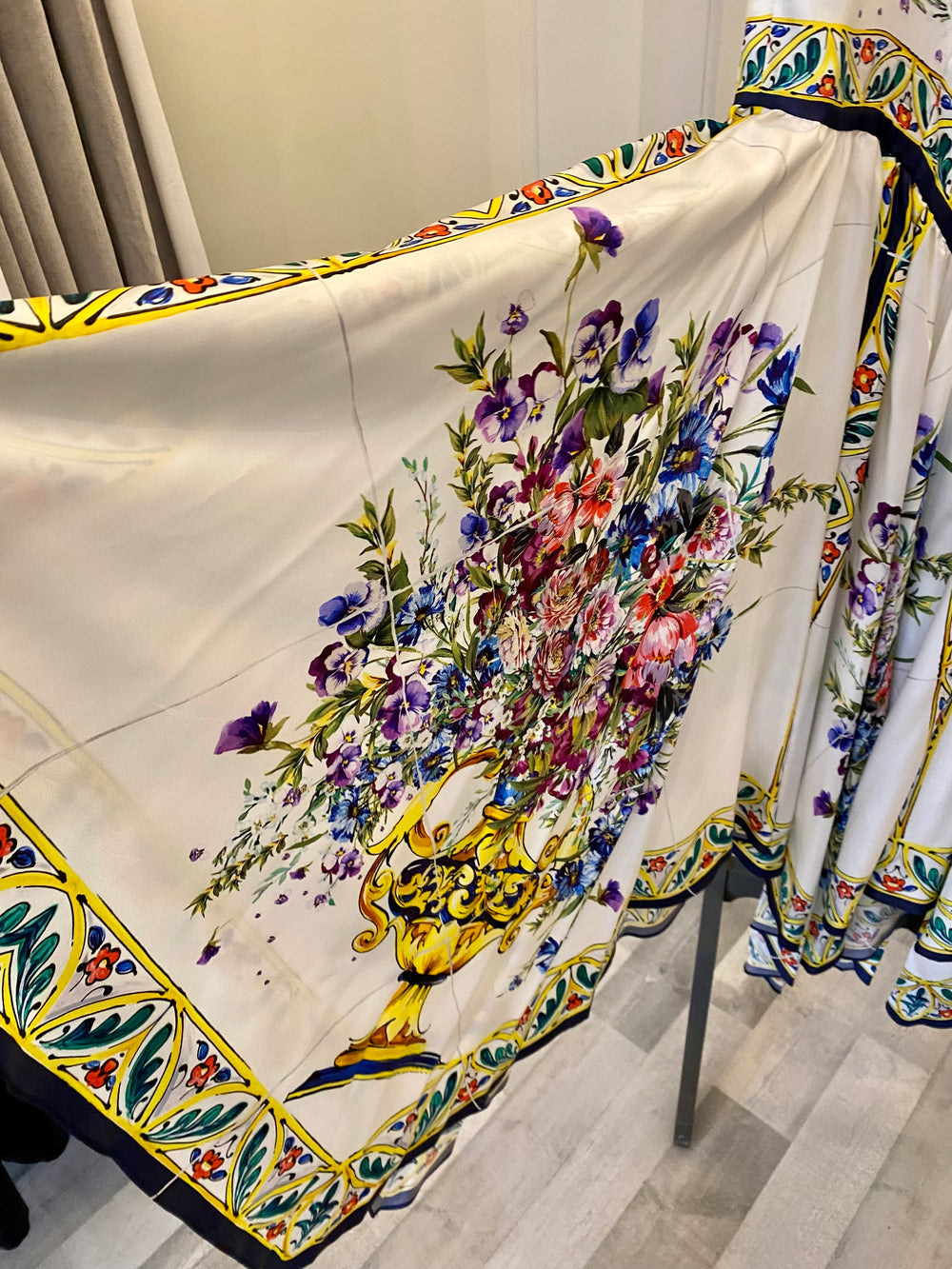 Preloved Dolce & Gabbana Silk Floral Handkerchief Dress size uk12 (pristine)