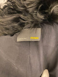 Pre Loved Fendi Black Boucle Mohair Coat With Fur Collar size40 uk8