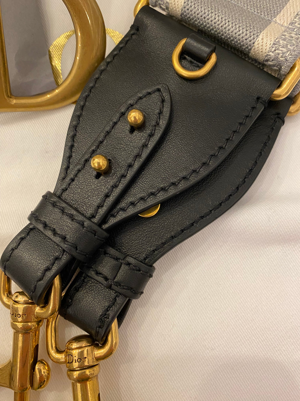 Pre Loved Christian Dior Latte Saddle Bag with Logo Web Strap  (excellent)
