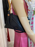 Pre Loved Mulberry Black M Zipped Black Leather Pouch/ Shoulder Bag