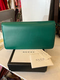 Gucci Green Leather Jumbo GG Purse (new)