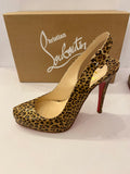 Pre Loved Christian Louboutin 120 Patent Leopard Heels uk4