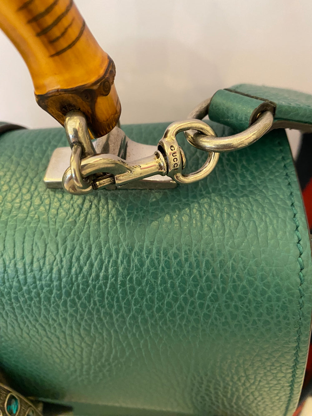 Pre Loved Gucci Green Leather Medium Dionysus Bamboo Top Handle (excellent)