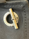 Pre Loved Burberry Black Wilo Coat Silver Toggles UK8