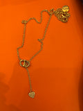 Pre Loved Dior Gold Tone CD & Heart Droplet Necklace (excellent)