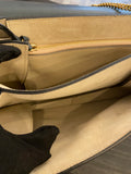 Chloe Faye Patchwork Shoulder Bag in Dark Grey Leather & Tan Suede.