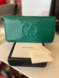 Gucci Green Leather Jumbo GG Purse (new)