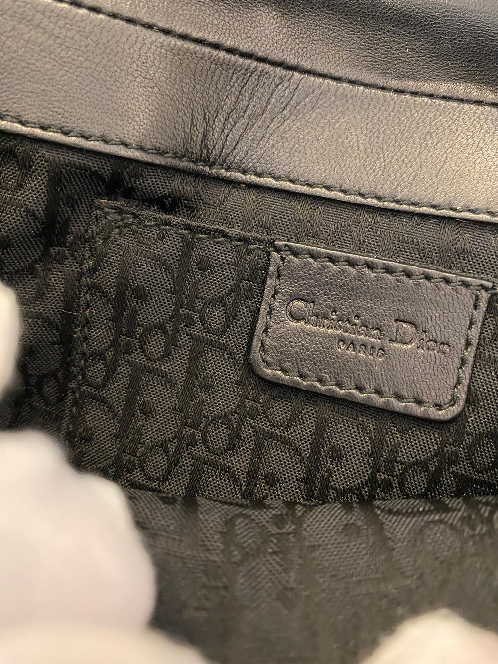 Pre Loved Christian Dior Corset Saddle Bag in Black Leather
