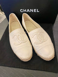 Pre Loved Chanel Cream Leather Espadrilles UK5