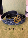 Gucci Marmont GG Denim Canvas Belt 90cm (fits uk-12)
