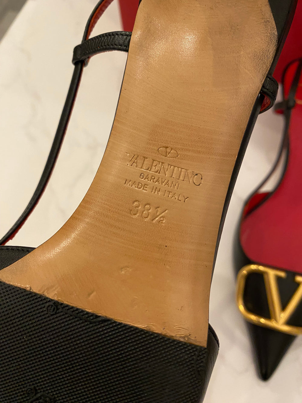 Pre Loved Valentino Garavani Vai Go Logo Kitten Heels Size UK 5.5