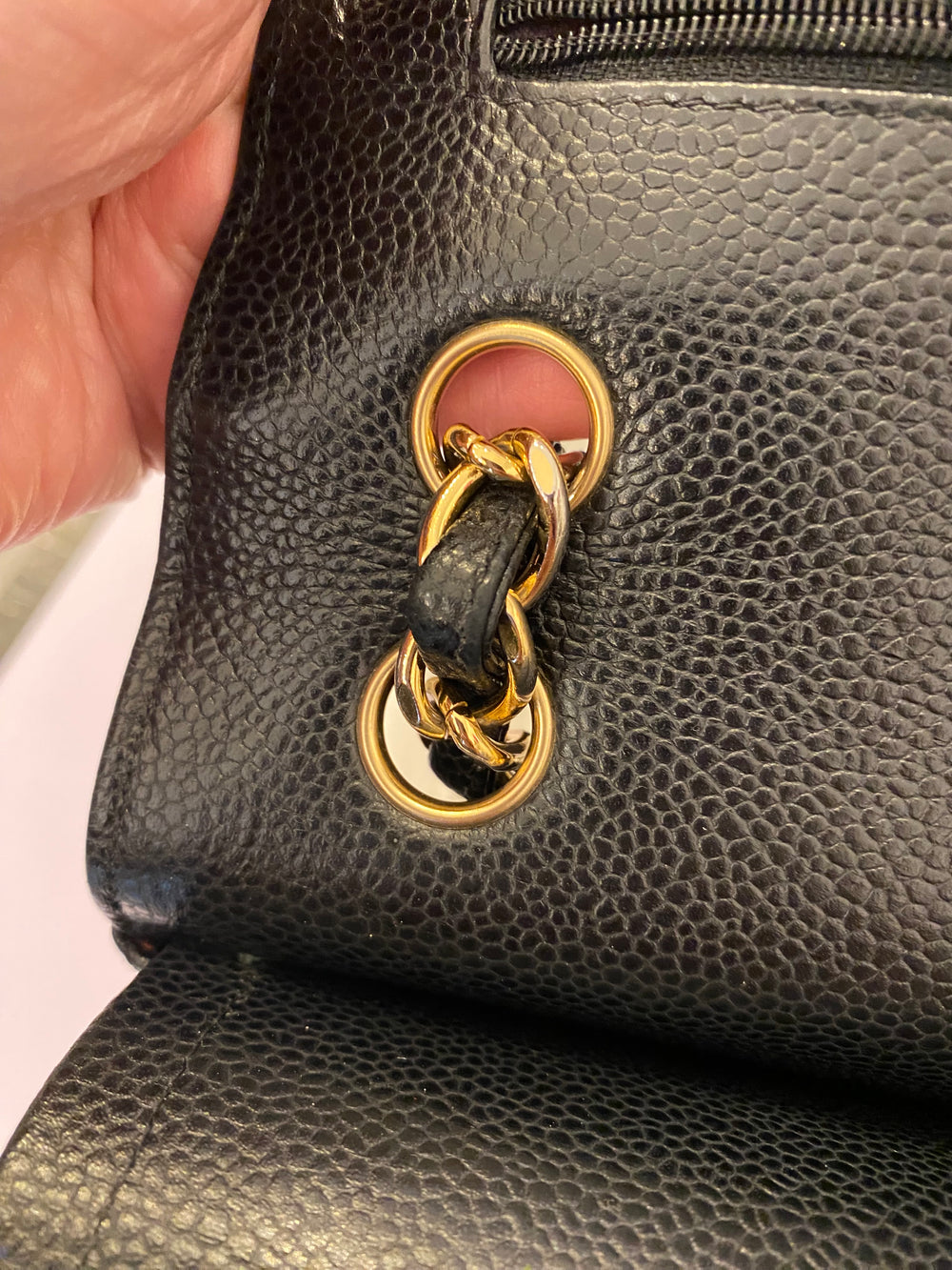 Pre Loved Chanel Double Flap Jumbo in Black Caviar Leather 2015