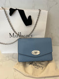 Pre Loved Mulberry Small Darley in Blue Leather on Silver Tone Chain