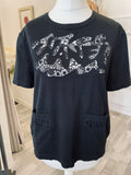 Pre Loved Chanel Black Cutout Logo Tee-Shirt Size UK10/12 (new)