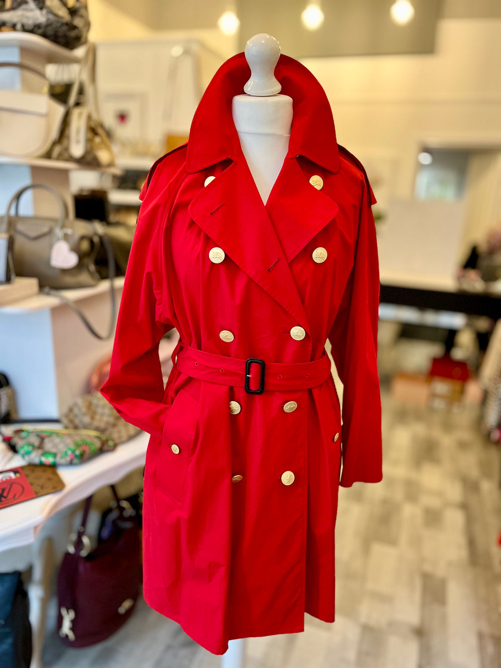 Pre Loved Burberry Red Trench Coat UK12