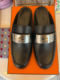 Pre Loved Hermes Black  Lota Mules - UK 5.5
