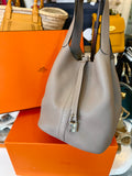 Pre Loved Hermes Picotin GM 26 Lock in Etoupe Clemence Leather (Excellent) Reserved J