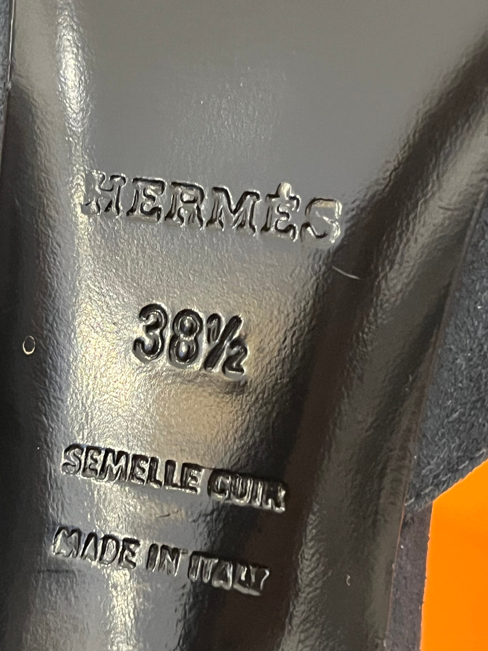 Pre Loved Hermes Premiere Sandals in Navy Glitter & Suede size 5.5 (new)