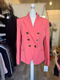 Pre Loved Balmain Salmon Pink Wool Blazer size 44 fits UK 12 (new)