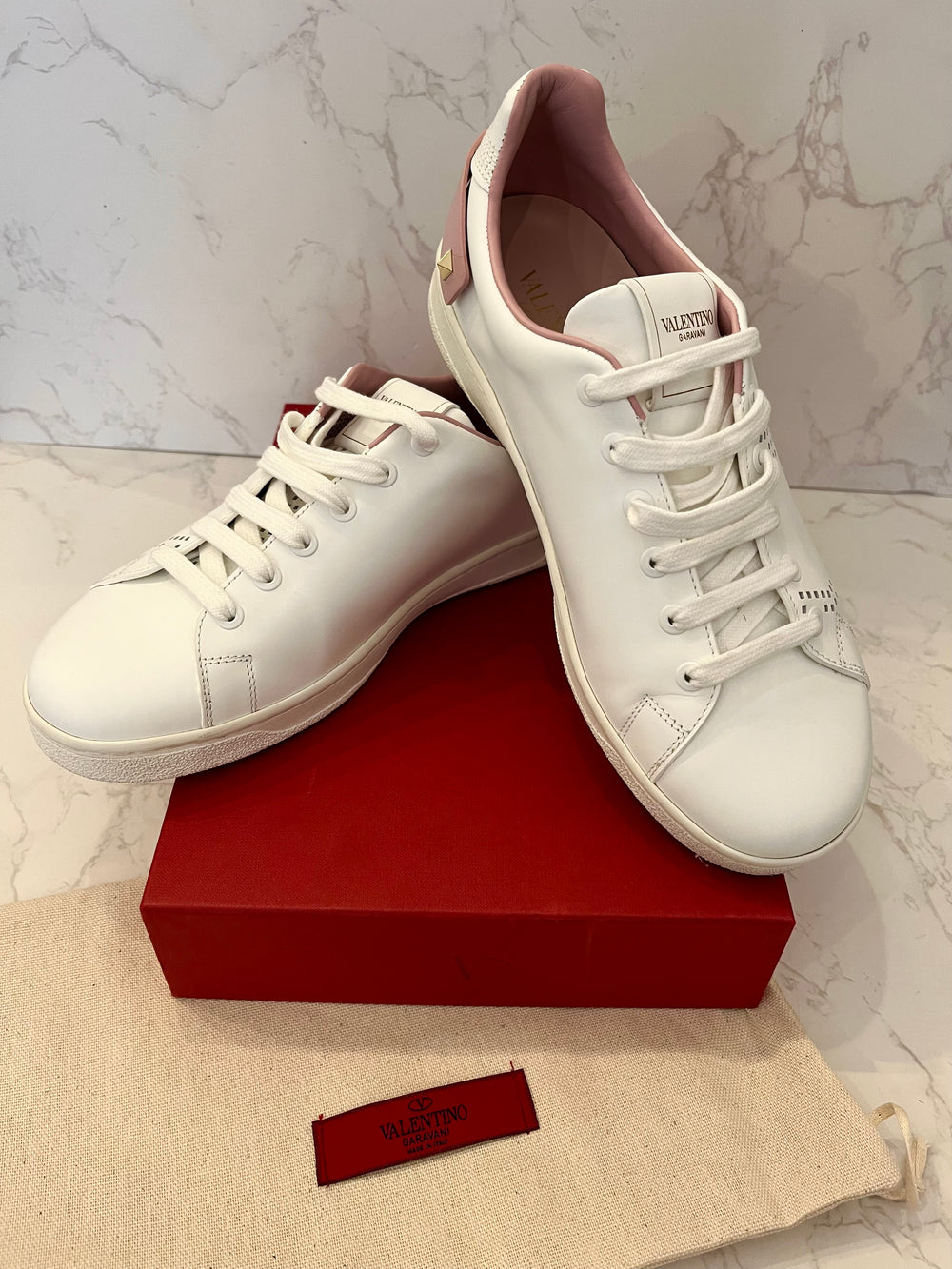 Pre Loved Valentino Backnet Perforated Leather Trainers UK 5.5