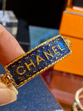 Chanel Gold Tone Chain & Enamel  Logo Cuff Chain (reserved)