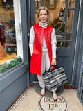 Pre Loved Marni Red Leather Dress/Gilet FR38  UK10